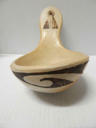 Vintage Hopi Pueblo Indian Pottery Ladle - By Fredia Poleahla -