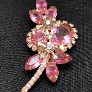 Stunning Vintage Juliana D&e Shades Of Pink Ab Rhinestone Brooch Pin Wow