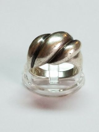 Vintage 925 Sterling Silver Shell Design Dome Ring Sz 7