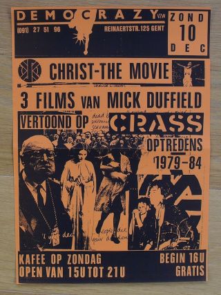 Crass Christ The Movie Mick Duffield Vintage Belgian Poster 80s