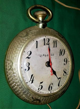 Vintage 60s Spartus Pocket Watch Wall Clock Numbers & Hands Backwards Cool