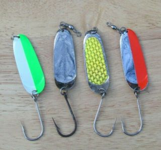 4 Vintage Hard To Find 5 Andy Reekers Trolling Spoons 2 7/8 " Long Salmon Trout