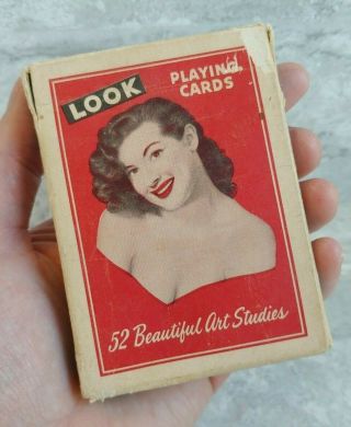 Vtg 1950s Look " 52 Art Studies " Risque Pin Up Girls Playing Cards Deck