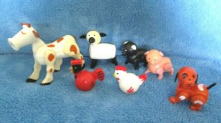 Vintage Fisher Price (7) Little People Farm Animals For Your Farm Set.  All