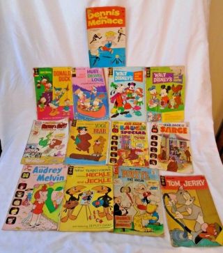 13) Vintage Comic Books Dennis The Menace Disney Flintstones Popeye Yogi Bear,