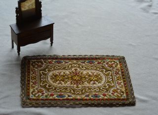 Vintage Dollhouse Rug Carpet,  Antique Traditional Style,  10.  5 " X 7 "
