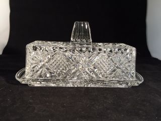 Toscany Decorative Clear Lead Crystal Glass Stick Butter Dish Vintage