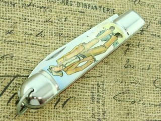 Vintage Fes Germany Cowboy Sheriff Marshall Picture Pocket Knife Hunting Knives
