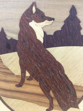 Vintage Hudson River Marquetry Inlay Wood “Fox” Signed Nelson 4