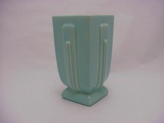 Vintage Pacific Art Deco Pottery Vase California Blue Aqua Turquoise 3107