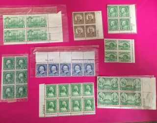 Vintage Us Postage 8 Blocks 1 Cent Stamps - Washington,  Franklin,  Greene