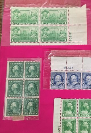 Vintage US Postage 8 Blocks 1 Cent Stamps - Washington,  Franklin,  Greene 2