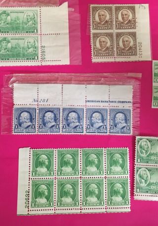 Vintage US Postage 8 Blocks 1 Cent Stamps - Washington,  Franklin,  Greene 3