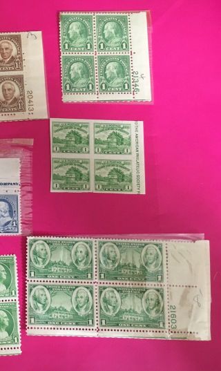 Vintage US Postage 8 Blocks 1 Cent Stamps - Washington,  Franklin,  Greene 4