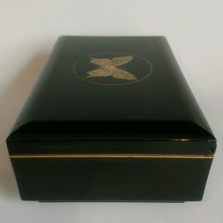 Vintage Otagiri Black Lacquer Papillon (Butterfly) Music Jewelry Box Japan 2