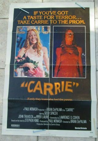 Vtg 1976 Carrie Sissy Spacek Movie Poster 1 Sheet 41 " X27 " 76/222