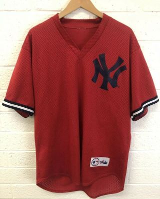 Vtg 90’s York Yankees Majestic Red Mesh Jersey Size Large