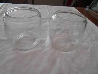 2 Clear Vintage Glass Oil / Kerosene / Barn Lantern Chimneys Globes Shades