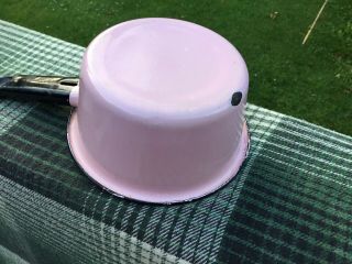 Vintage Pink Enamel Sauce Pot Pan with Black Trim 2 cup 4