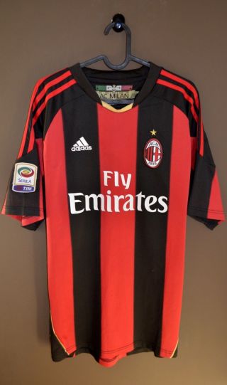 Ac Milan Adidas 2010 2011 Home Jersey Shirt Soccer Rare Vtg Fly Football Maglia
