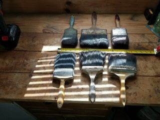 Group Of 6 Vintage Paint Brushes Large Size Great Look
