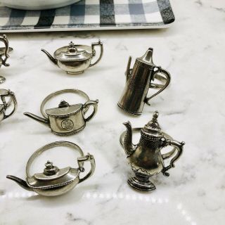 Teapot Pewter Napkin Rings Set Of 10 Vintage Made In the USA - 4 Designs 3