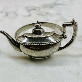 Teapot Pewter Napkin Rings Set Of 10 Vintage Made In the USA - 4 Designs 6