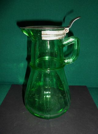 Vintage Syrup Dispenser - - Hazel - Atlas Green Depression Glass