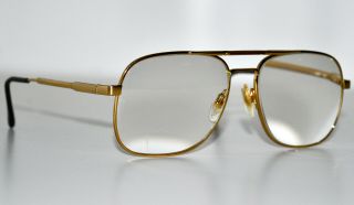Vtg Luxottica Carlos 58/16/140 Aviator Gold Eyeglasses Sunglasses Frames Klixx