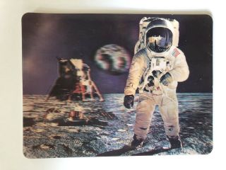 Set Of 2 Vintage 3d Lenticular Postcards Nasa Apollo 11 Moon Walk