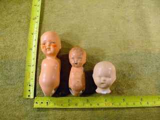 3 X Excavated Vintage Painted Swivel Pipe Clay Doll Body Age 1930 German A 13168