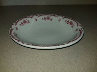 Vintage Restaurantware Shenango China Oval Serving Dish Bowl White Red Trim Usa