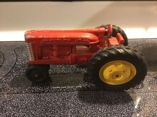 Vintage 7 " Hubley Jr.  Red Yellow Whs Diecast Kiddie Toy Harvester Farm Tractor