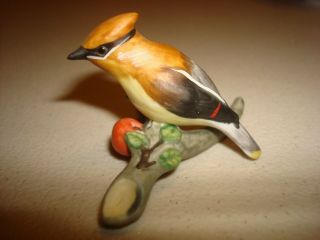 Vintage Cedar Waxing Ceramic Bird On Stump Shelf Figure Rc