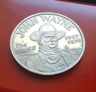 Vintage - 1 Troy Oz.  999 Fine Pure Silver John Wayne " The Duke " Round Coin