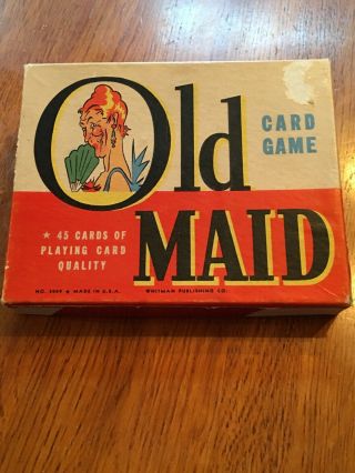 Vintage Whitman Old Maid Playing Cards Game Graphics Complete