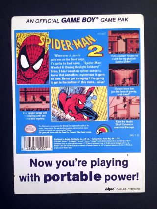 Vintage Toys ' R ' Us VIDPRO CARD for SPIDER - MAN 2 for GAME BOY by LJN - Nintendo 2