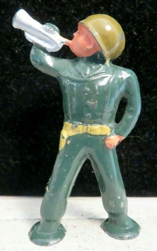 Vintage Barclay Lead Toy Pod Foot Soldier Bugler In Green B - 236