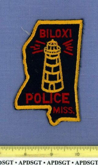 Biloxi (old Vintage) Mississippi Police Patch State Shape Lighthouse Cheesecloth