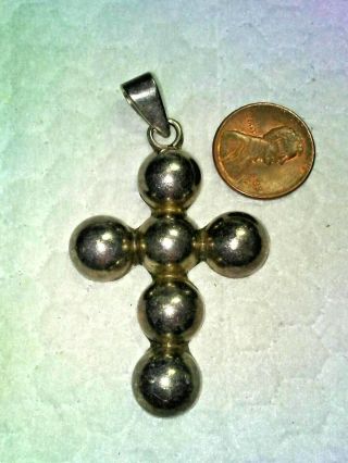 Vintage.  925 SS Silver Cross Pendant Taxco 20 Grams 2 