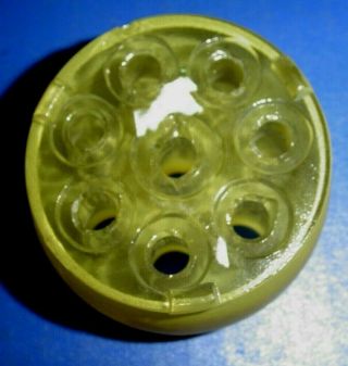 Green - - Glass Vintage Flower Frog - - 8 holes - - 2 - 1/2 