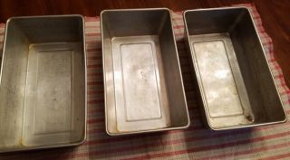 Vintage 3 Tin Metal Aluminum Loaf Pans Baking Pans Bread Meat Loaf Stackable