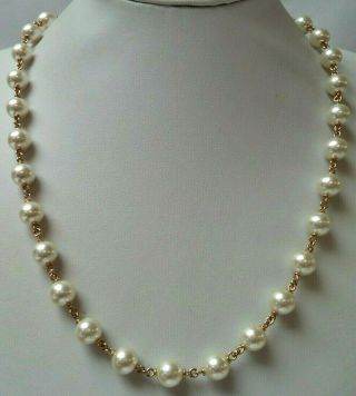 Stunning Vintage Estate Signed Napier Faux Pearl Bead 29 " Necklace 2289f
