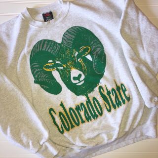 Vintage 90s Colorado State University Csu Rams Sweatshirt Size Xl Made In Usa