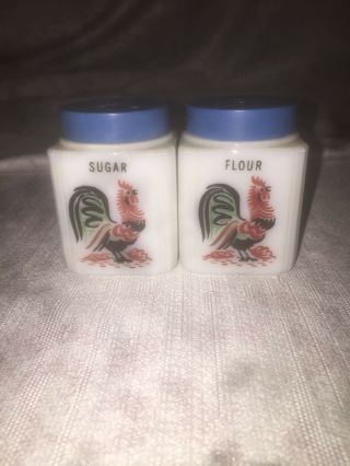 Vintage Tipp Usa Flour And Sugar Shakers,  Roosters