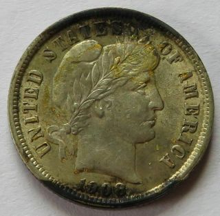 1908 Barber Silver Dime - Xf/au,  Vintage Better Grade 10c Coin (281258b)