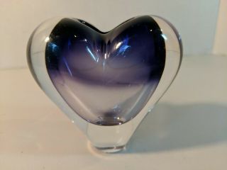 Heavy Vintage Purple Lead Crystal Heart Shaped Vase Made In Brazil Euc 4 " X 4 "
