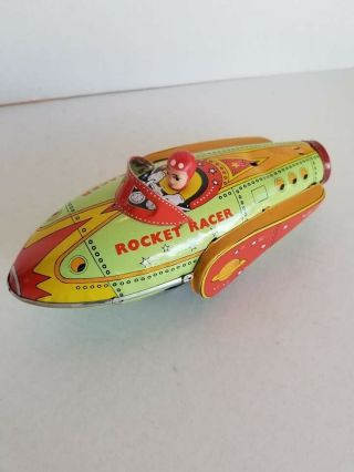 Vintage Mcm Metal Space Car Friction Power Schylling Rocket Racer
