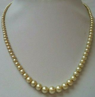 Stunning Vintage Estate Art Deco Faux Pearl Bead 16.  5 " Necklace 2356t