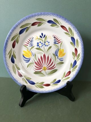 Vintage Henriot Quimper France Pottery Plate Floral Flowers Motif Pattern 7.  5”